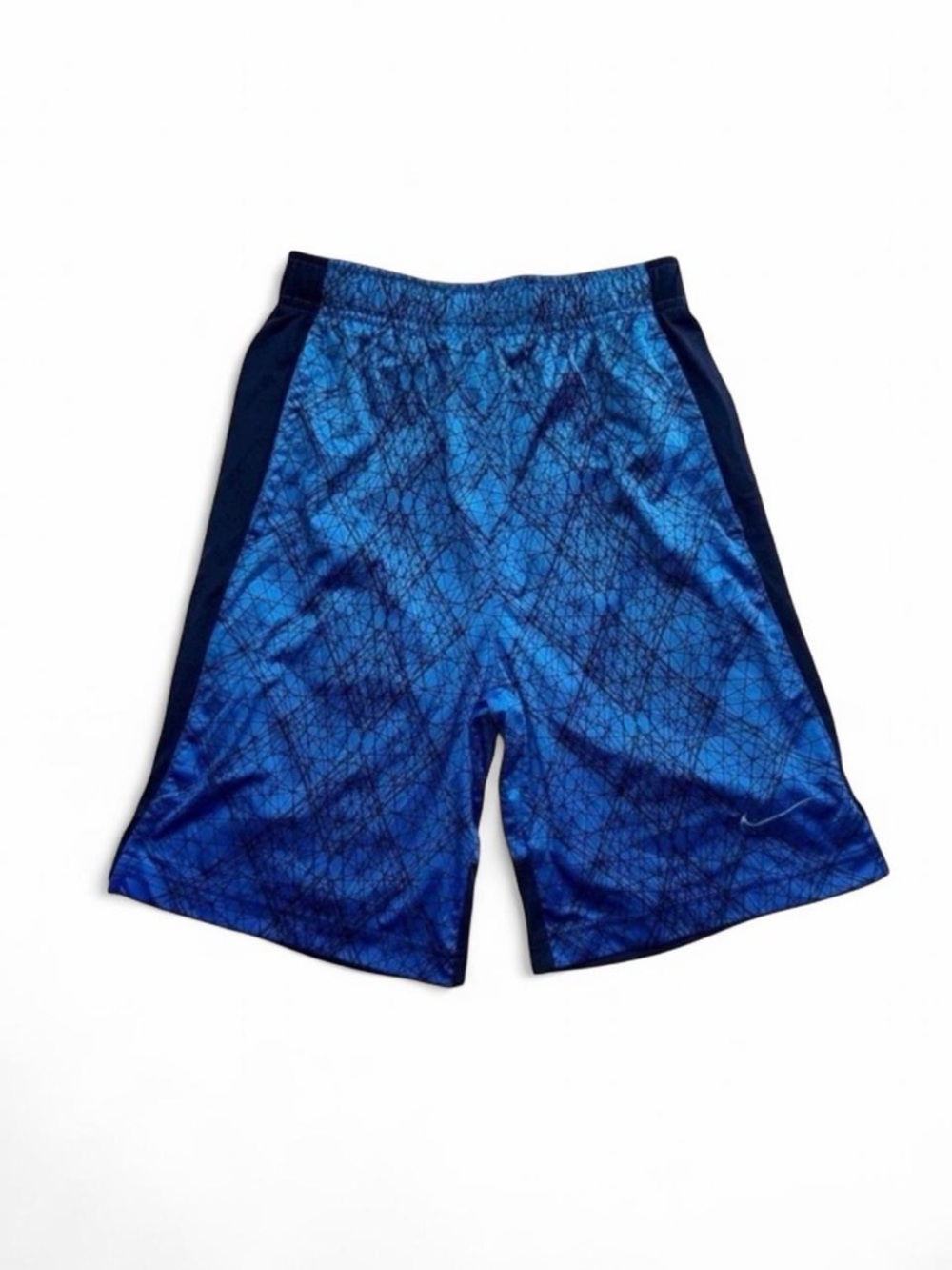 Nike Boys Dri-FIT Basketball Shorts Blue Black Geometric Pattern Size Large